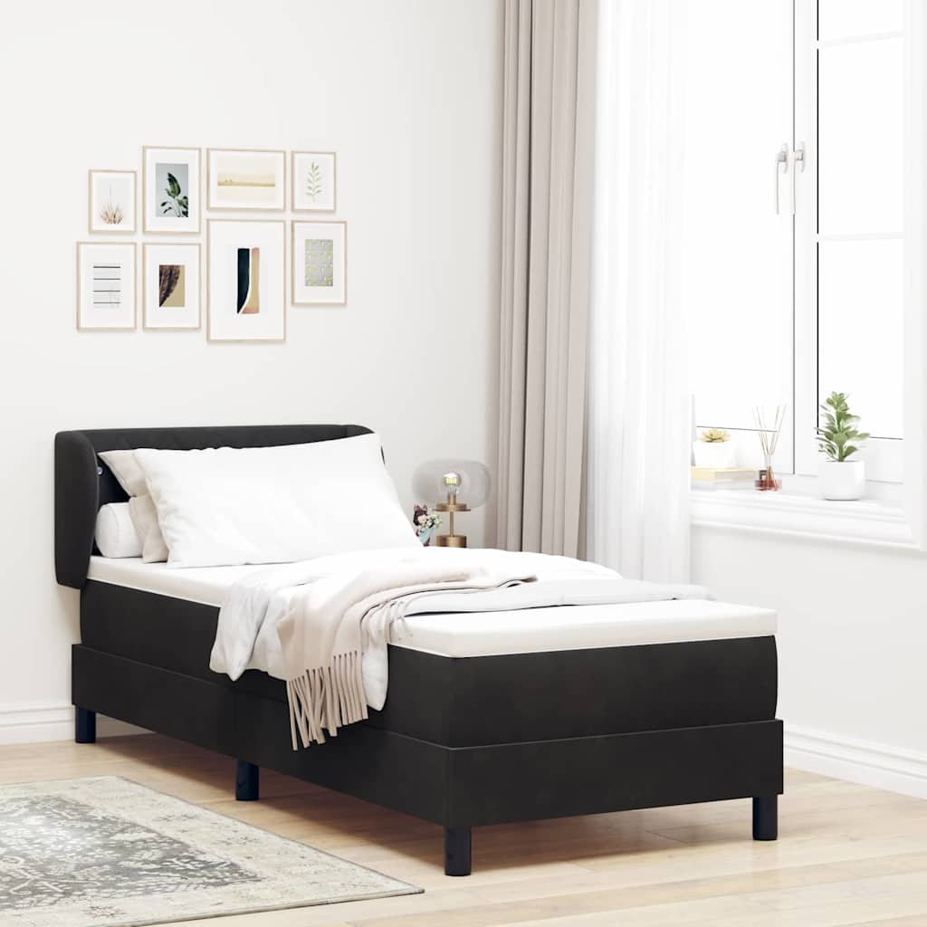 Boxspringbett mit Kopfteil Schwarz 80 x 200 cm Samt