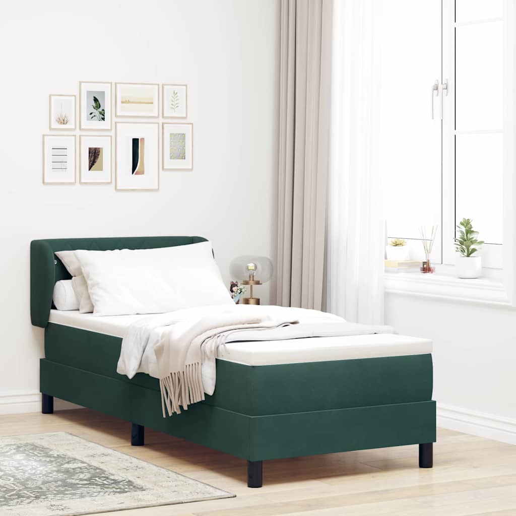 Boxspringbett mit Kopfteil Dunkelgrün 80 x 200 cm Samt