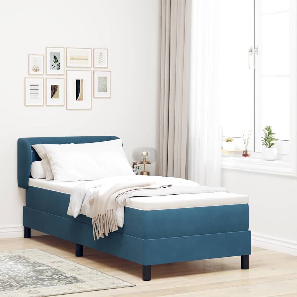 Boxspringbett mit Kopfteil Dunkelblau 80 x 200 cm Samt