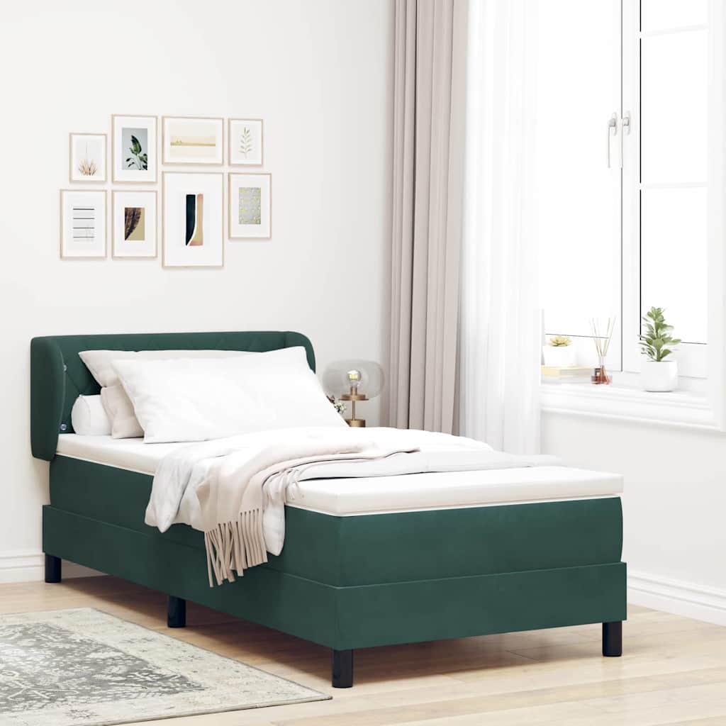Boxspringbett mit Kopfteil Dunkelgrün 90 x 200 cm Samt