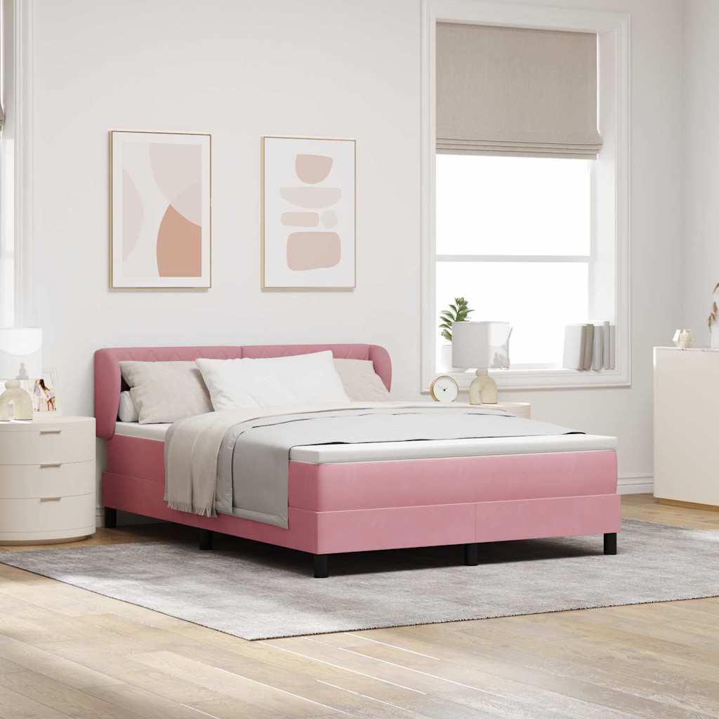Boxspringbett mit Kopfteil Rosa 140 x 200 cm Samt