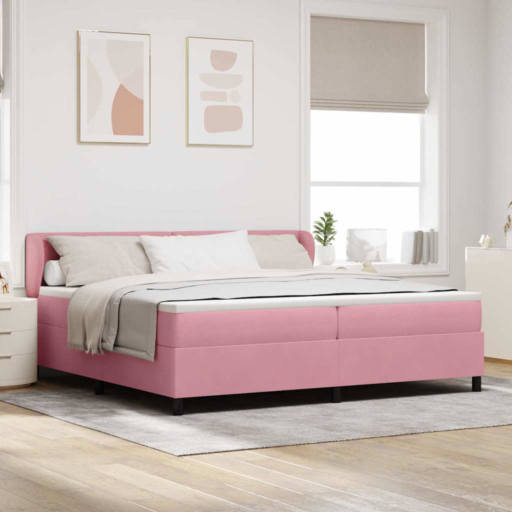 Boxspringbett mit Kopfteil Rosa 200 x 200 cm Samt