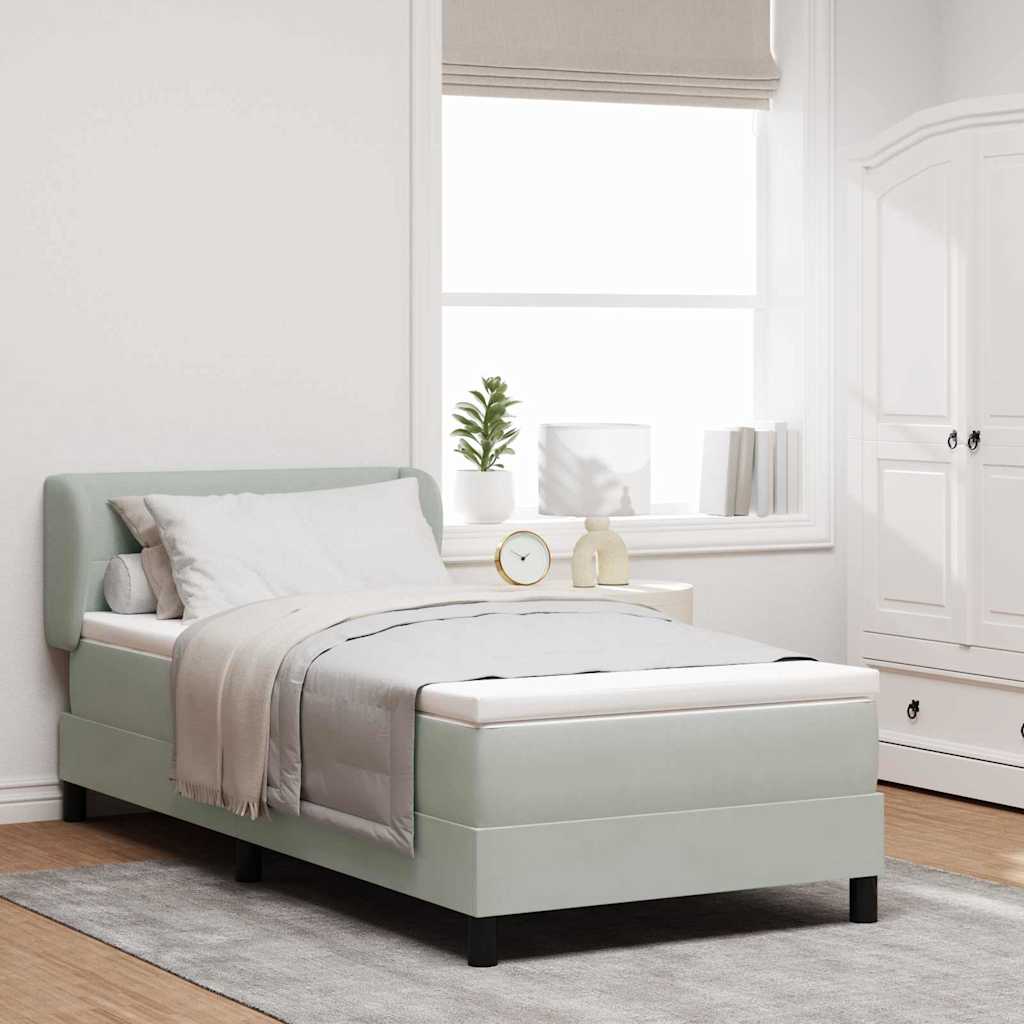 Boxspringbett mit Kopfteil Hellgrau 80 x 200 cm Samt