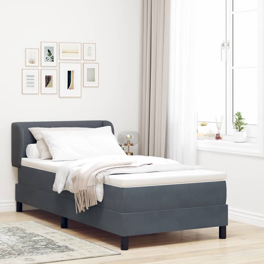 Boxspringbett mit Kopfteil Dunkelgrau 80 x 200 cm Samt