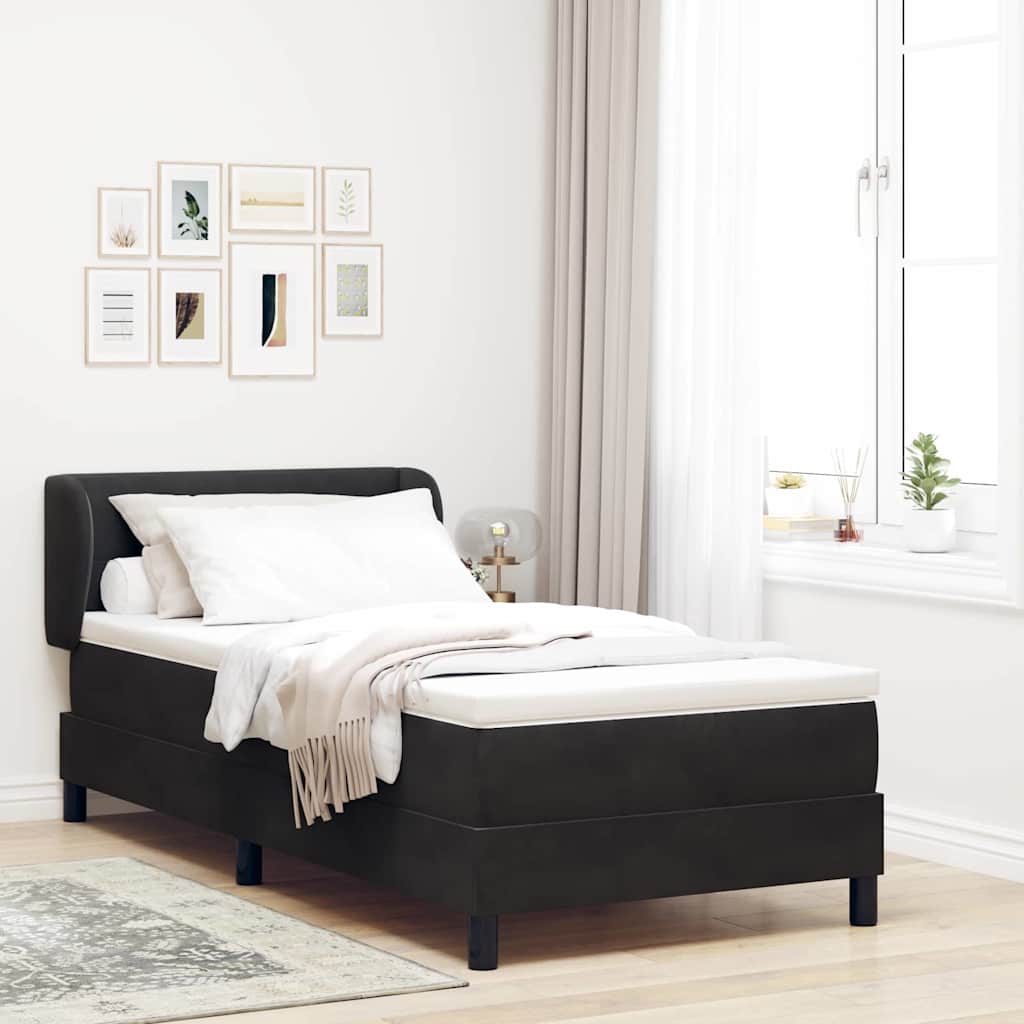 Boxspringbett mit Kopfteil Schwarz 90 x 200 cm Samt