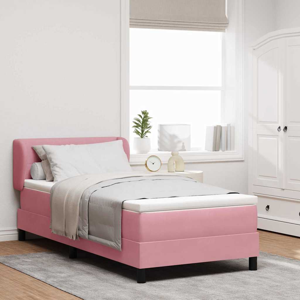 Boxspringbett mit Kopfteil Rosa 100 x 200 cm Samt