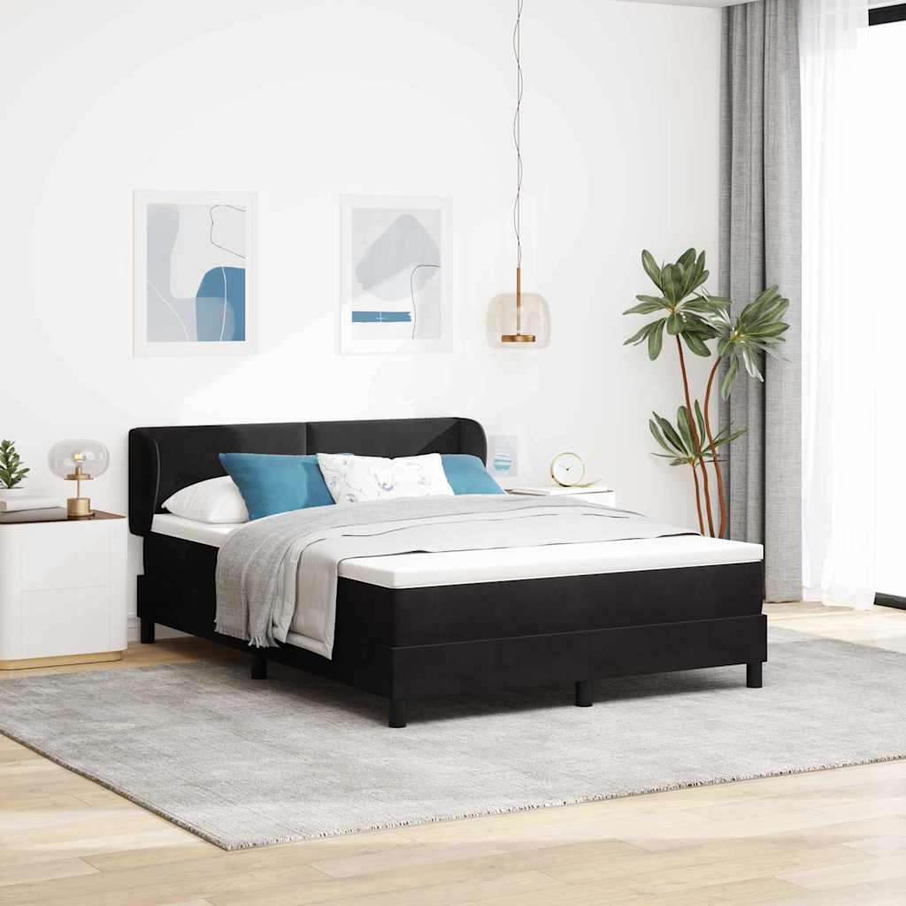 Boxspringbett mit Kopfteil Schwarz 140 x 190 cm Samt