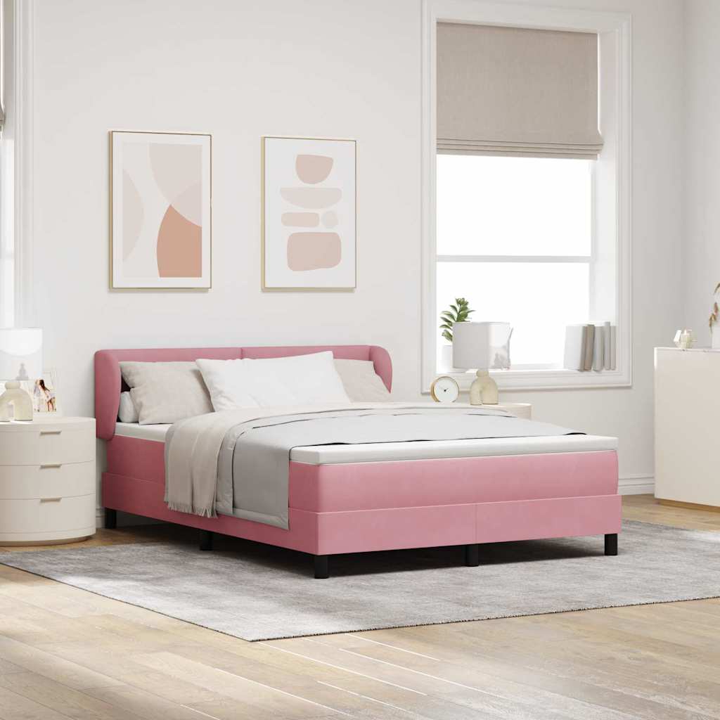 Boxspringbett mit Kopfteil Rosa 140 x 200 cm Samt