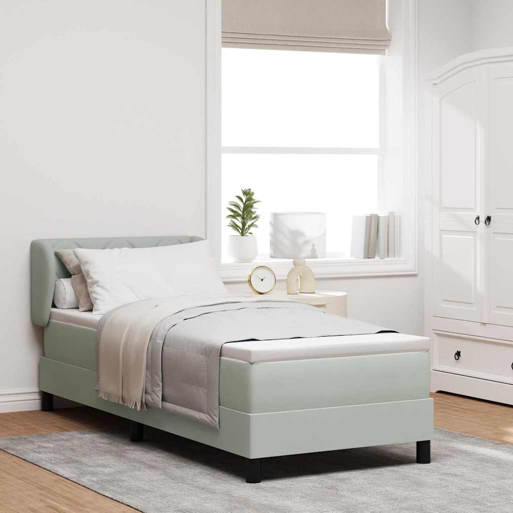 Boxspringbett mit Kopfteil Hellgrau 80 x 200 cm Samt