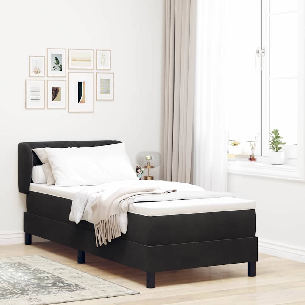 Boxspringbett mit Kopfteil Schwarz 80 x 200 cm Samt