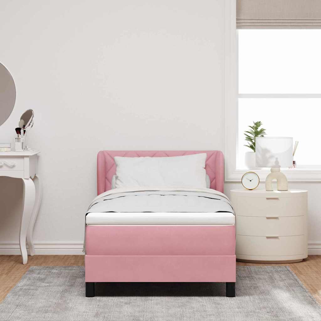 Boxspringbett mit Kopfteil Rosa 90 x 200 cm Samt