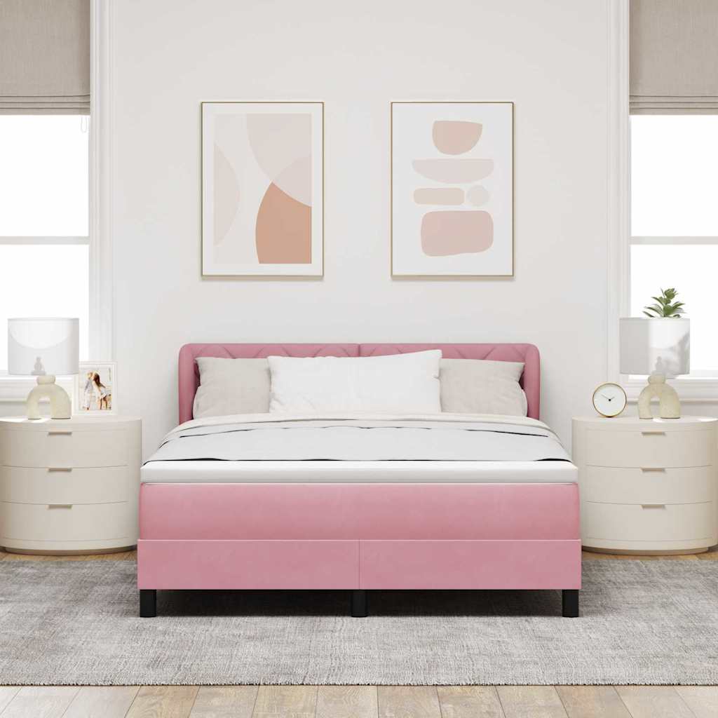 Boxspringbett mit Kopfteil Rosa 140 x 190 cm Samt
