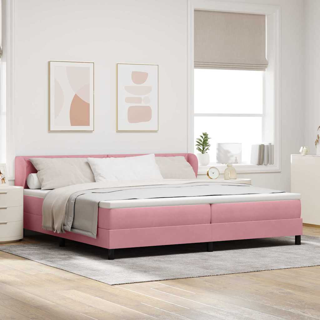 Boxspringbett mit Kopfteil Rosa 200 x 200 cm Samt