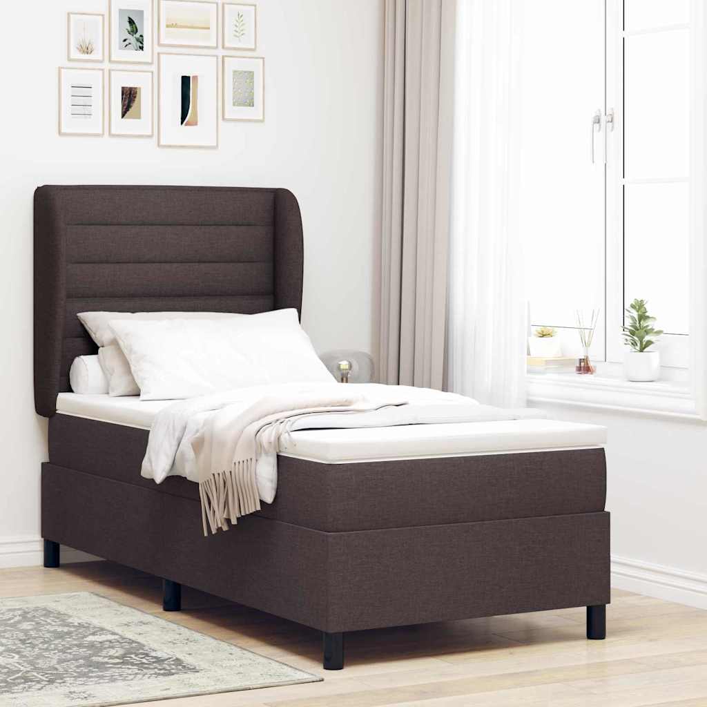 Boxspringbett mit Matratze Dunkelbraun 90 x 200 cm Stoff