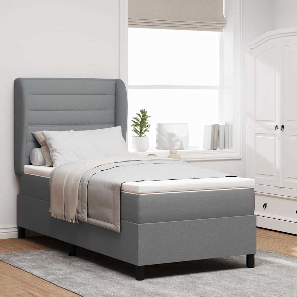 Boxspringbett mit Matratze Hellgrau 100 x 200 cm Stoff