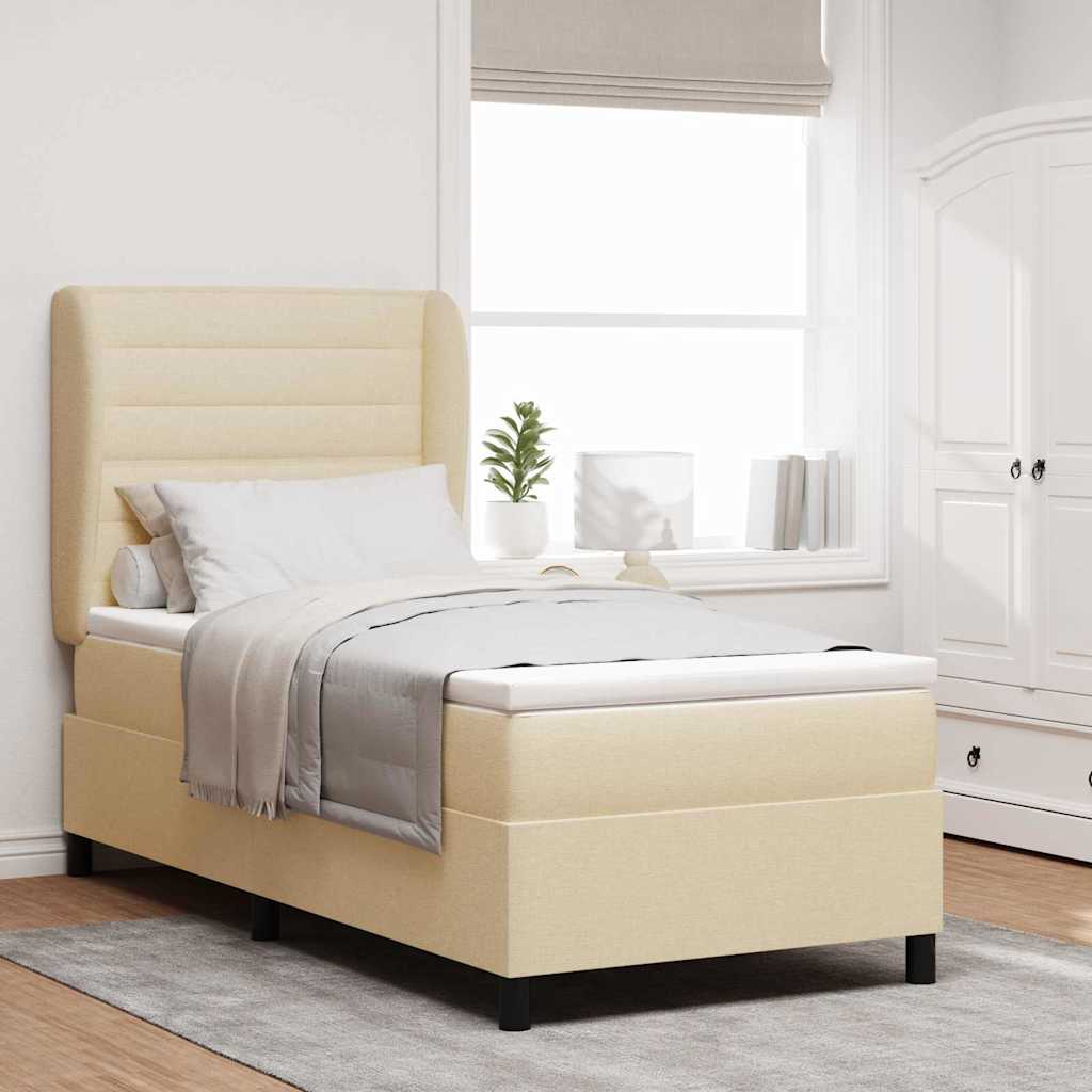 Boxspringbett mit Matratze Creme 100 x 200 cm Stoff