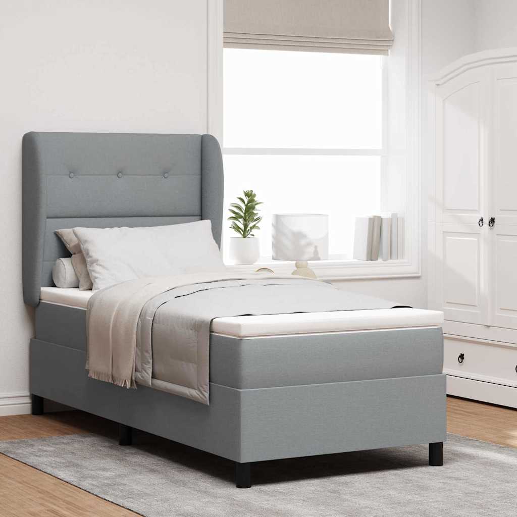 Boxspringbett mit Kopfteil Hellgrau 80 x 200 cm Stoff