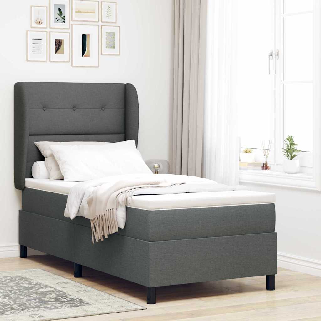 Boxspringbett mit Kopfteil Dunkelgrau 80 x 200 cm Stoff