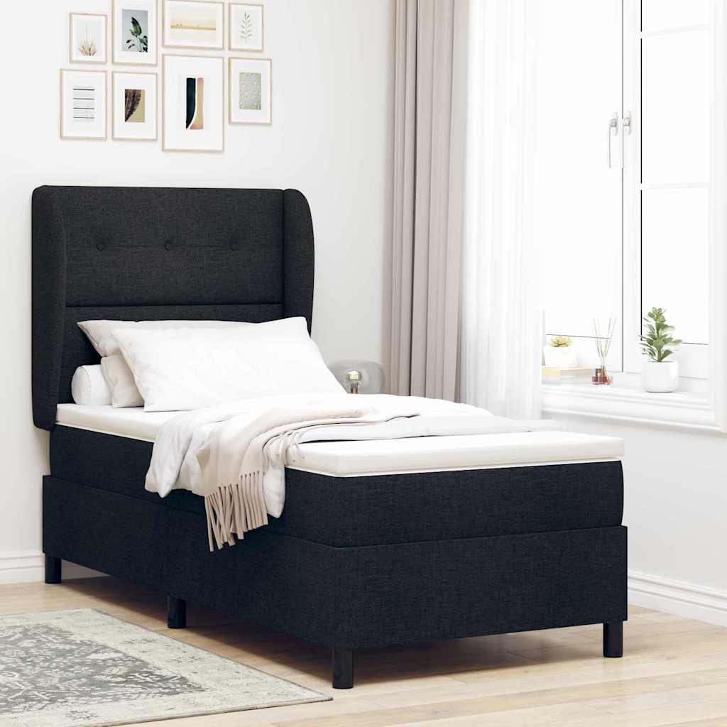 Boxspringbett mit Kopfteil Schwarz 100 x 200 cm Stoff