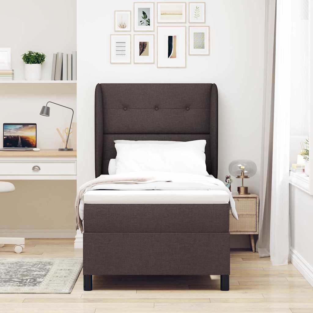 Boxspringbett mit Kopfteil Dunkelbraun 100 x 200 cm Stoff