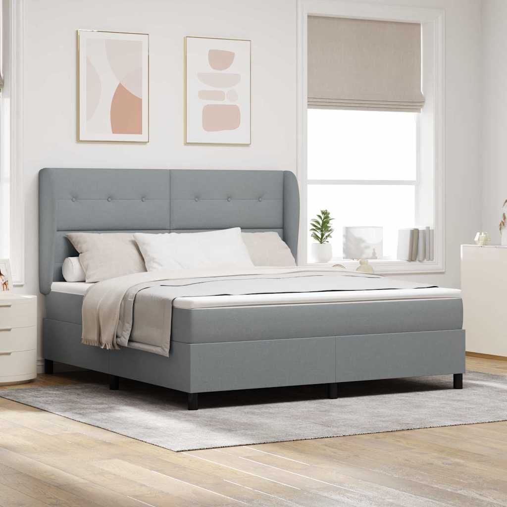 Boxspringbett mit Kopfteil Hellgrau 180 x 200 cm Stoff