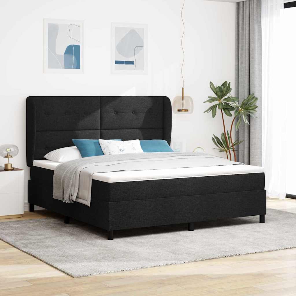 Boxspringbett mit Kopfteil Schwarz 180 x 200 cm Stoff