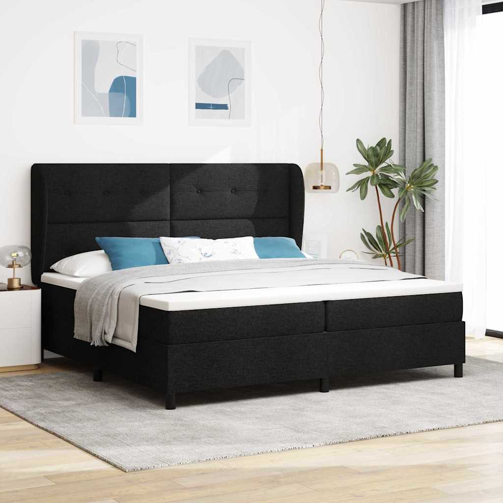 Boxspringbett mit Kopfteil Schwarz 200 x 200 cm Stoff