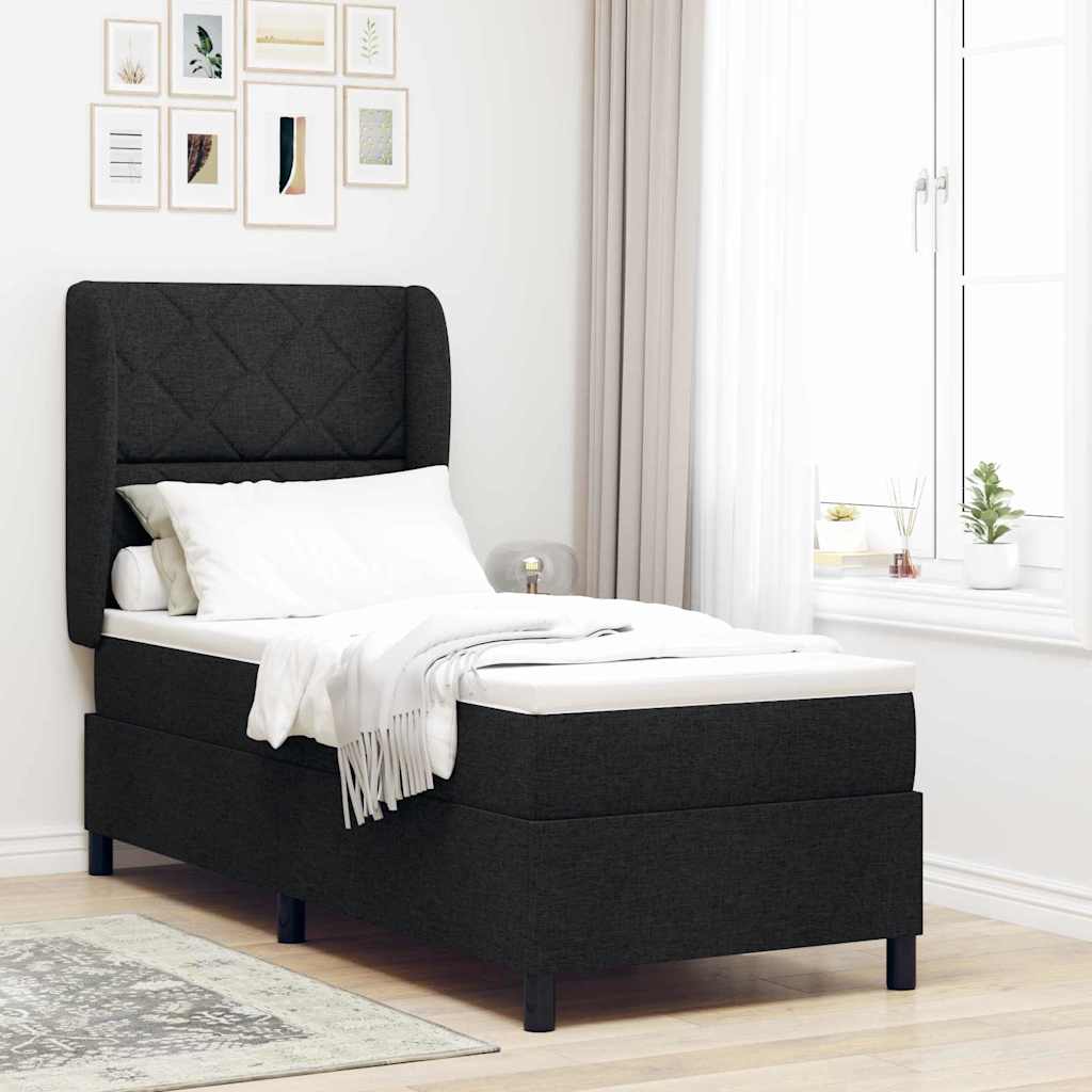 Boxspringbett mit Kopfteil Schwarz 80 x 200 cm Stoff