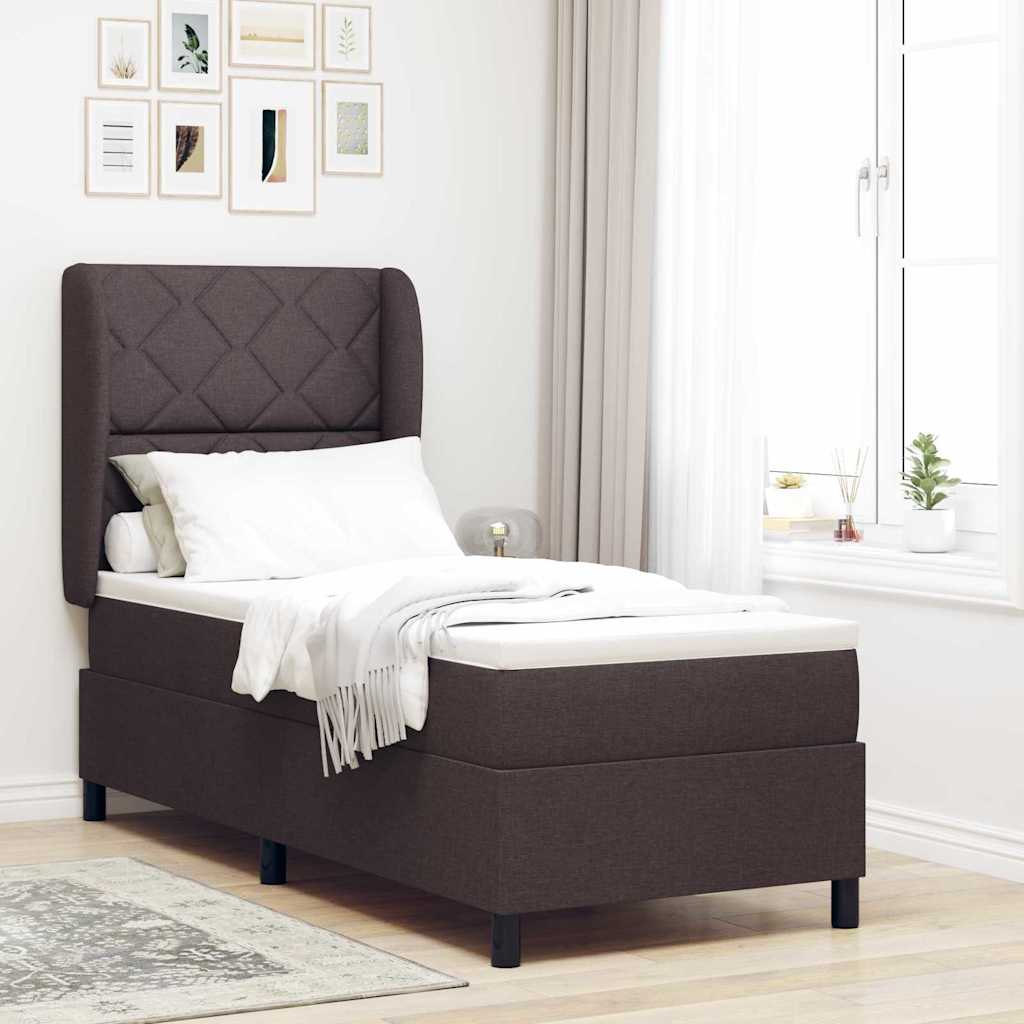 Boxspringbett mit Kopfteil Dunkelbraun 80 x 200 cm Stoff