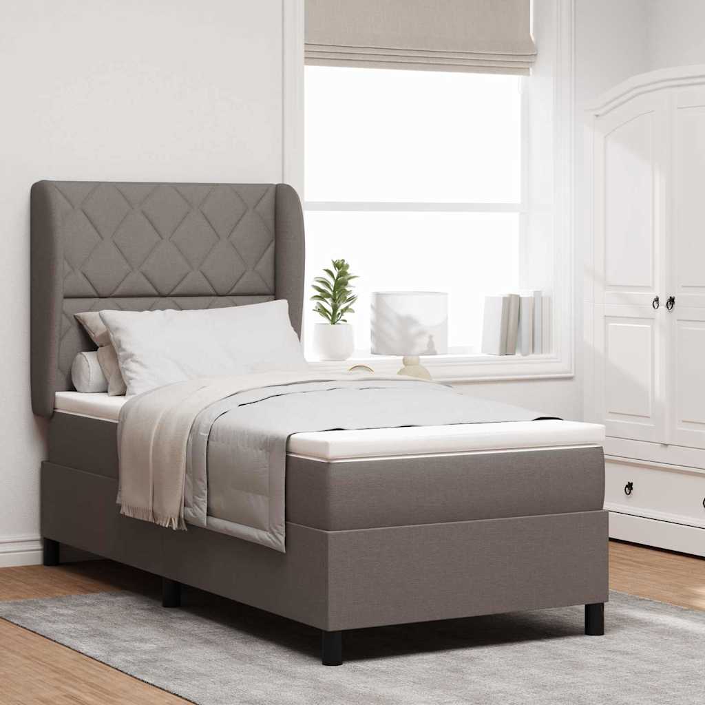 Boxspringbett mit Kopfteil Taupe 90 x 200 cm Stoff