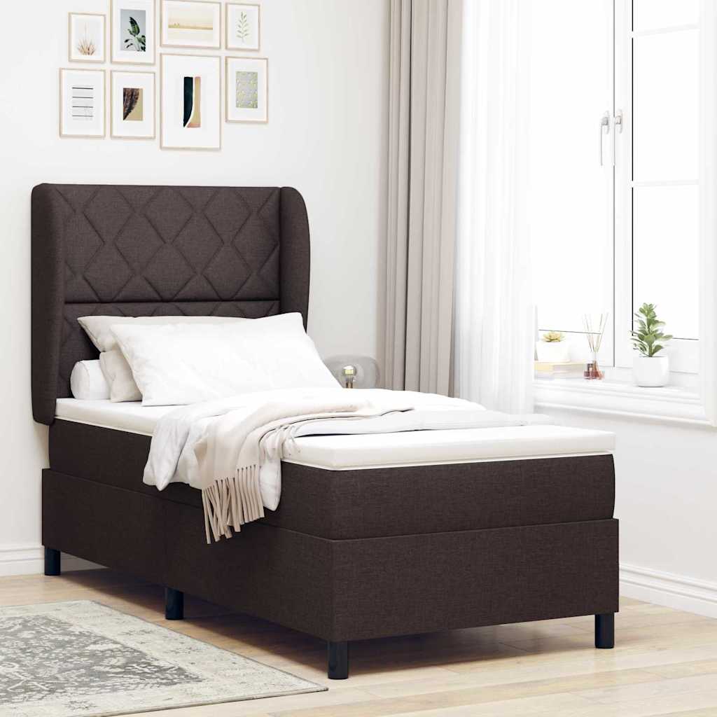 Boxspringbett mit Kopfteil Dunkelbraun 100 x 200 cm Stoff