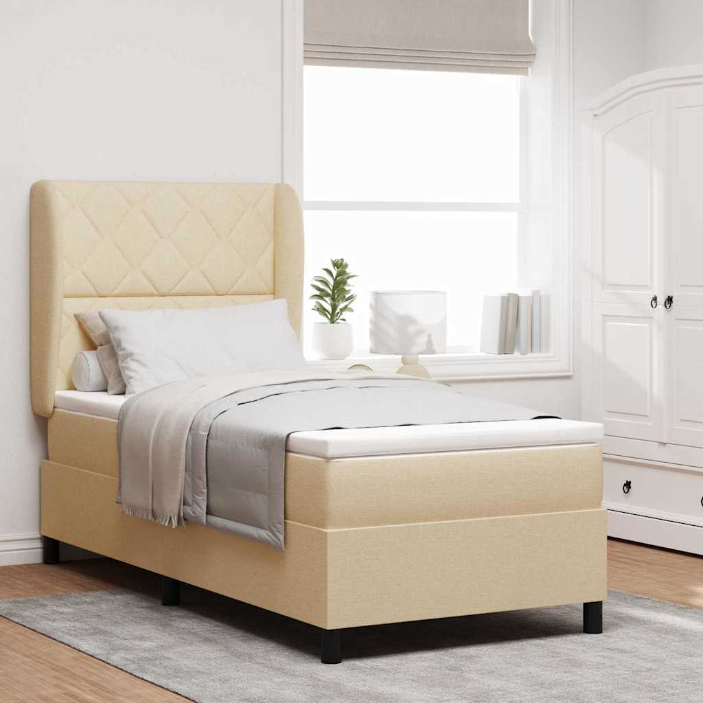 Boxspringbett mit Kopfteil Creme 100 x 200 cm Stoff