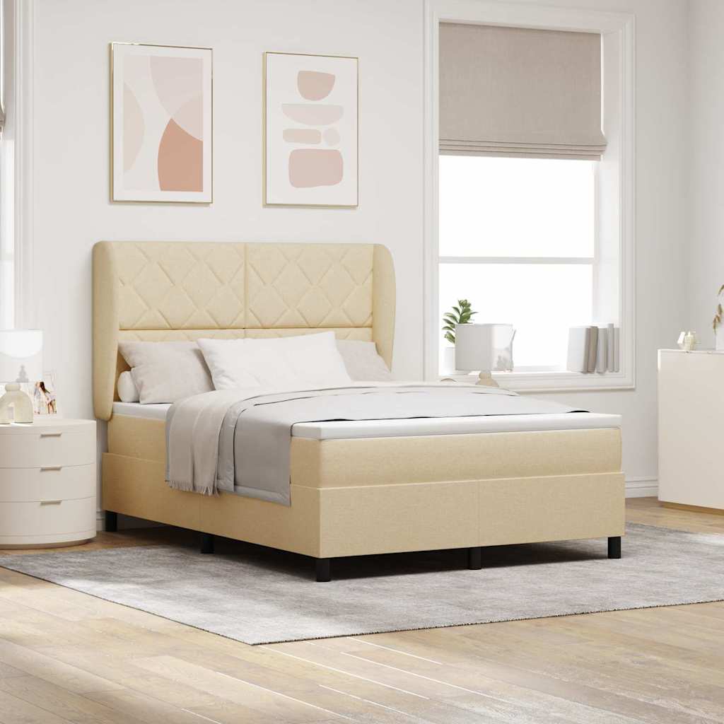 Boxspringbett mit Kopfteil Creme 160 x 200 cm Stoff