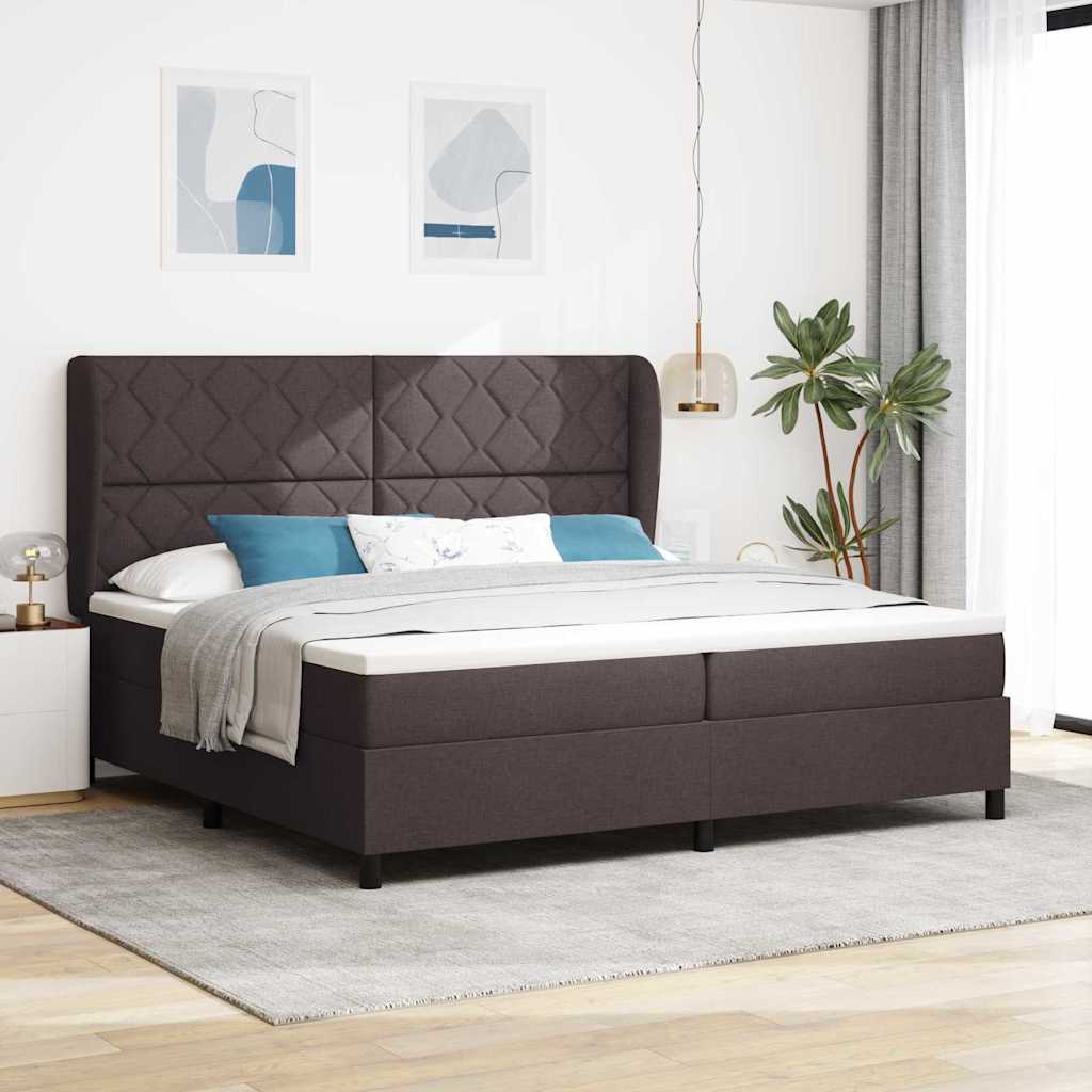 Boxspringbett mit Kopfteil Dunkelbraun 200 x 200 cm Stoff