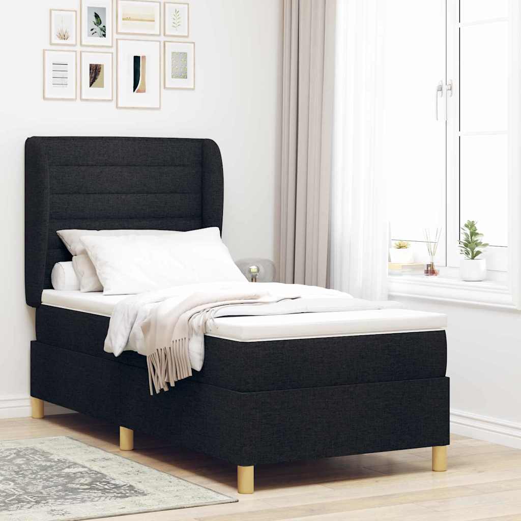 Boxspringbett mit Matratze Schwarz 200 x 90 cm Stoff