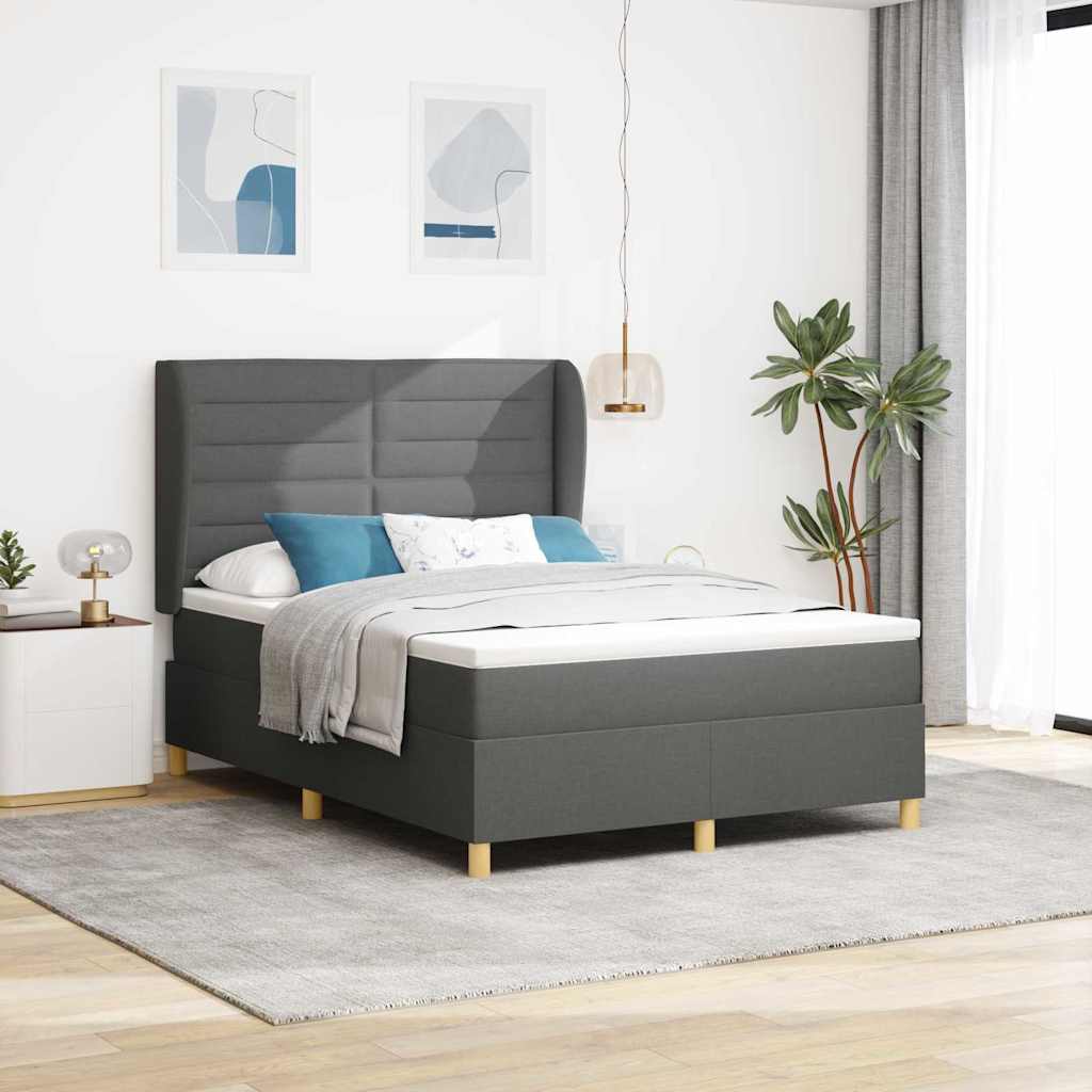 Boxspringbett mit Matratze Dunkelgrau 200 x 140 cm Stoff