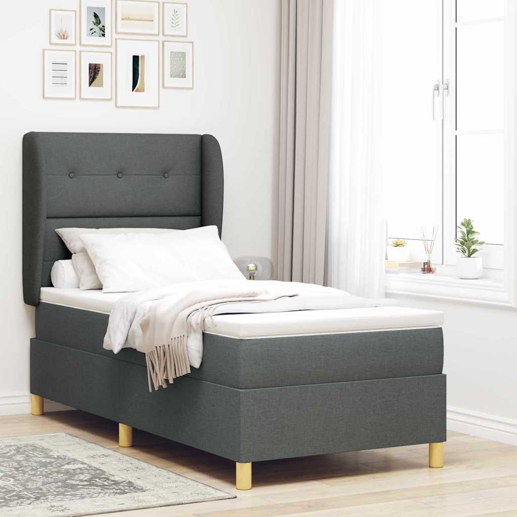 Boxspringbett mit Kopfteil Dunkelgrau 200 x 80 cm Stoff
