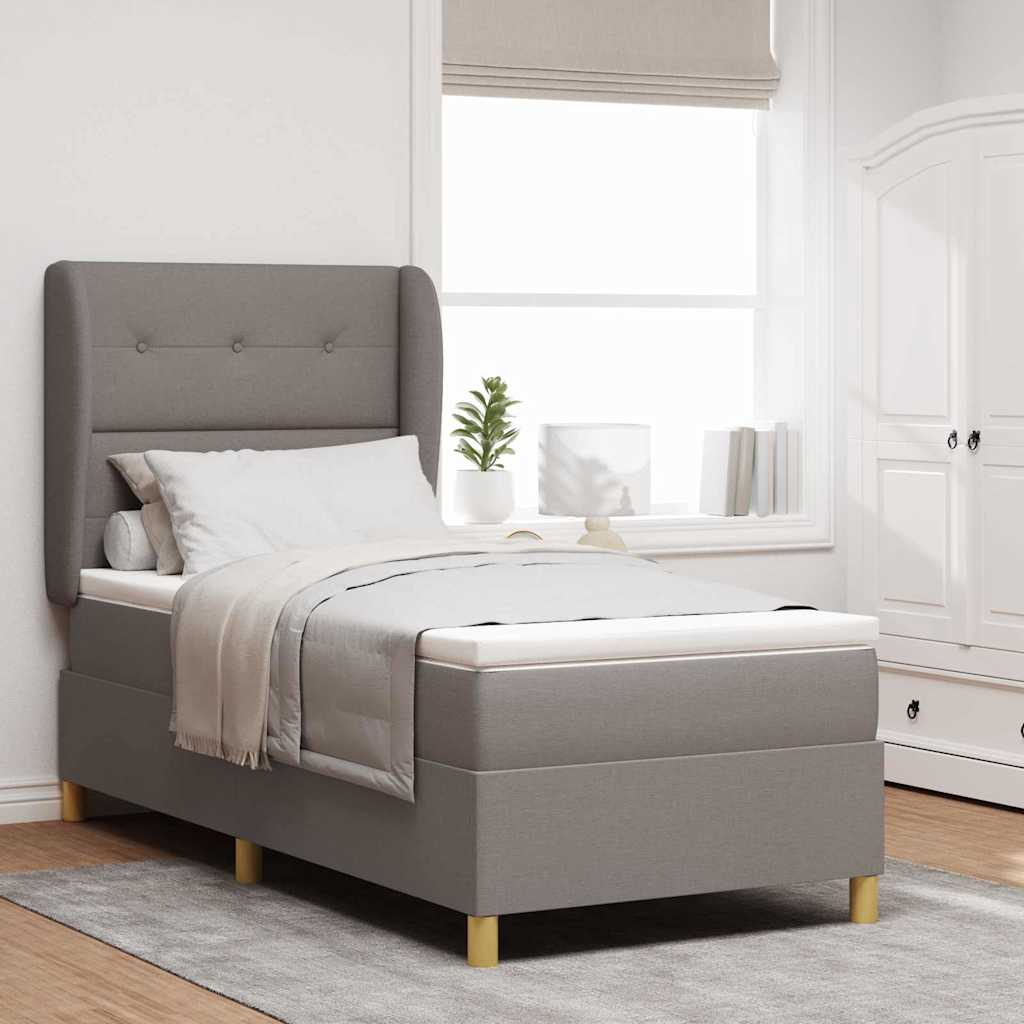 Boxspringbett mit Kopfteil Taupe 190 x 90 cm Stoff