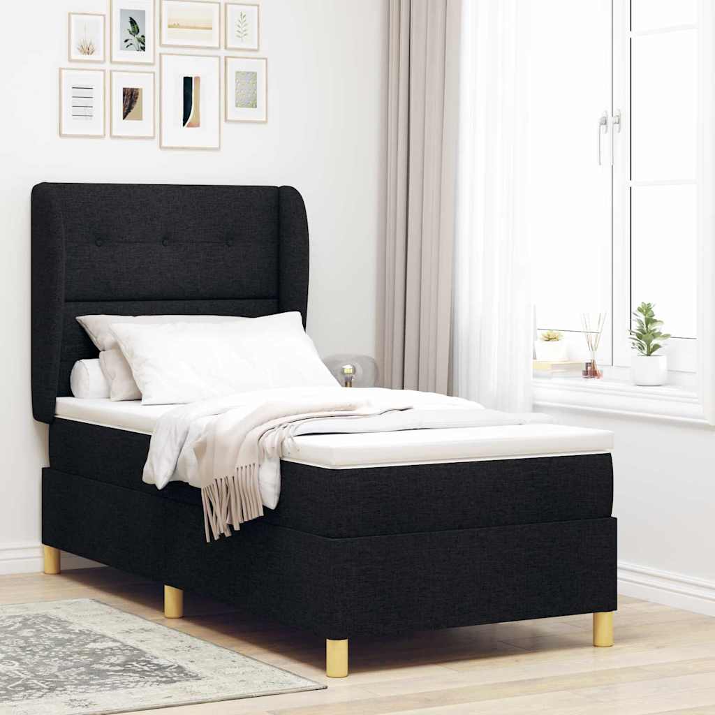Boxspringbett mit Kopfteil Schwarz 200 x 100 cm Stoff