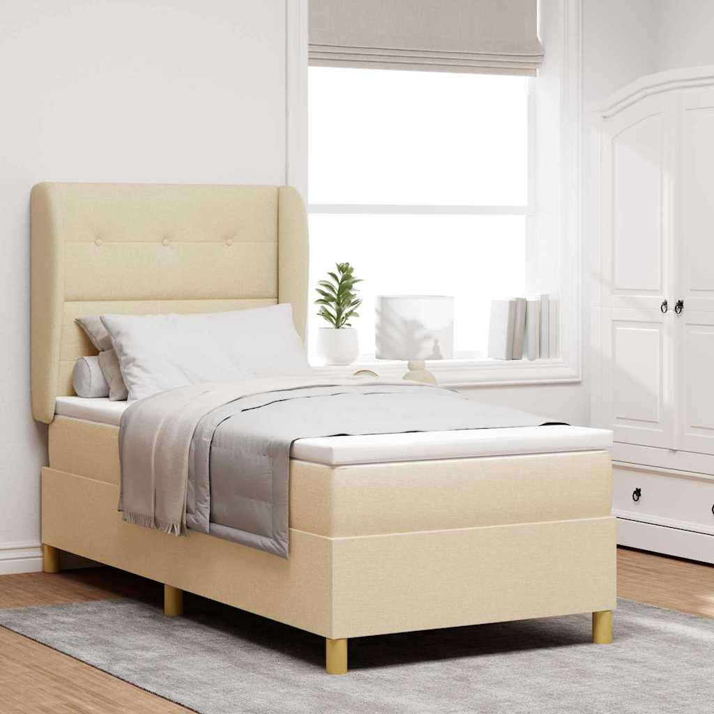 Boxspringbett mit Kopfteil Creme 200 x 100 cm Stoff