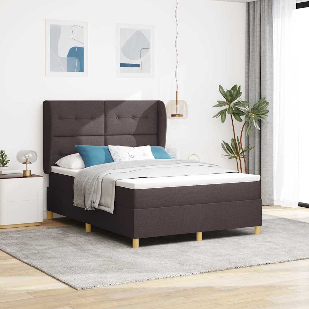 Boxspringbett mit Kopfteil Dunkelbraun 200 x 140 cm Stoff