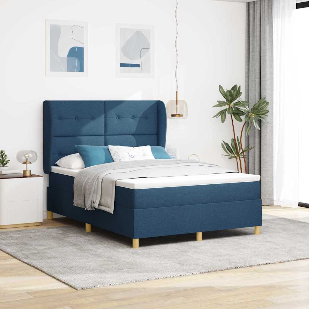 Boxspringbett mit Kopfteil Blau 200 x 160 cm Stoff