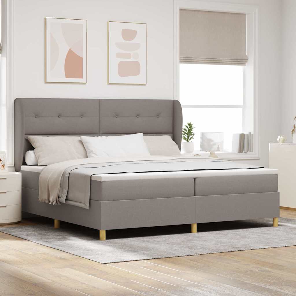 Boxspringbett mit Kopfteil Taupe 200 x 200 cm Stoff