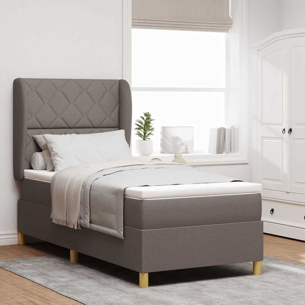 Boxspringbett mit Kopfteil Taupe 190 x 90 cm Stoff