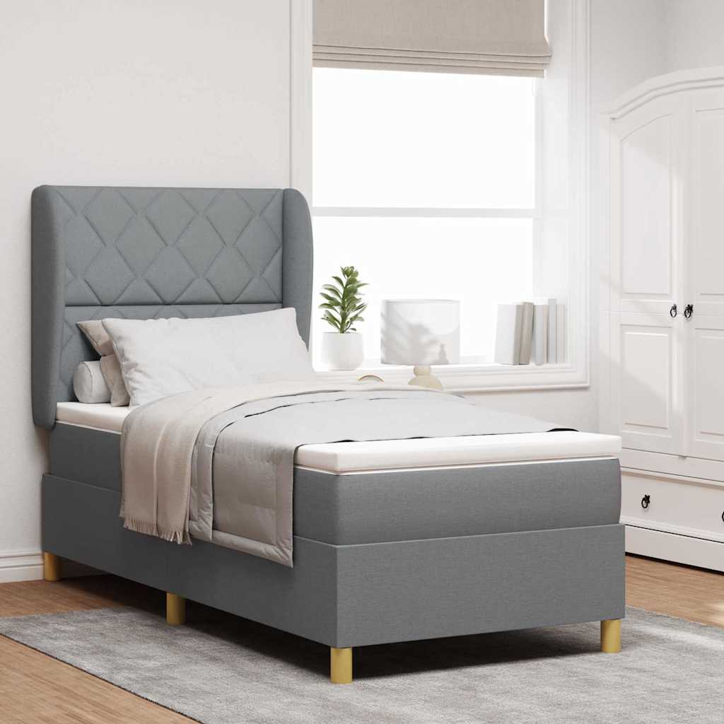 Boxspringbett mit Kopfteil Hellgrau 200 x 100 cm Stoff
