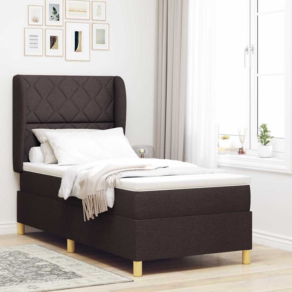 Boxspringbett mit Kopfteil Dunkelbraun 200 x 100 cm Stoff