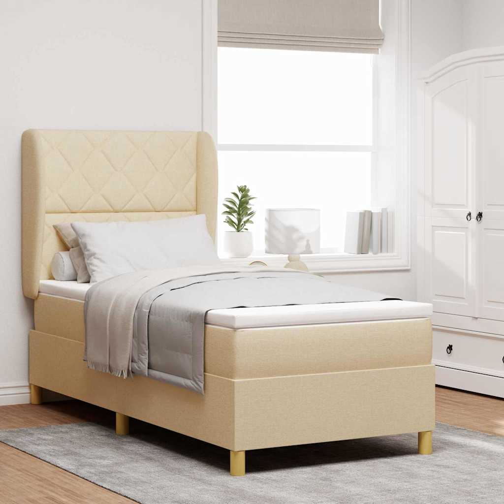 Boxspringbett mit Kopfteil Creme 200 x 100 cm Stoff