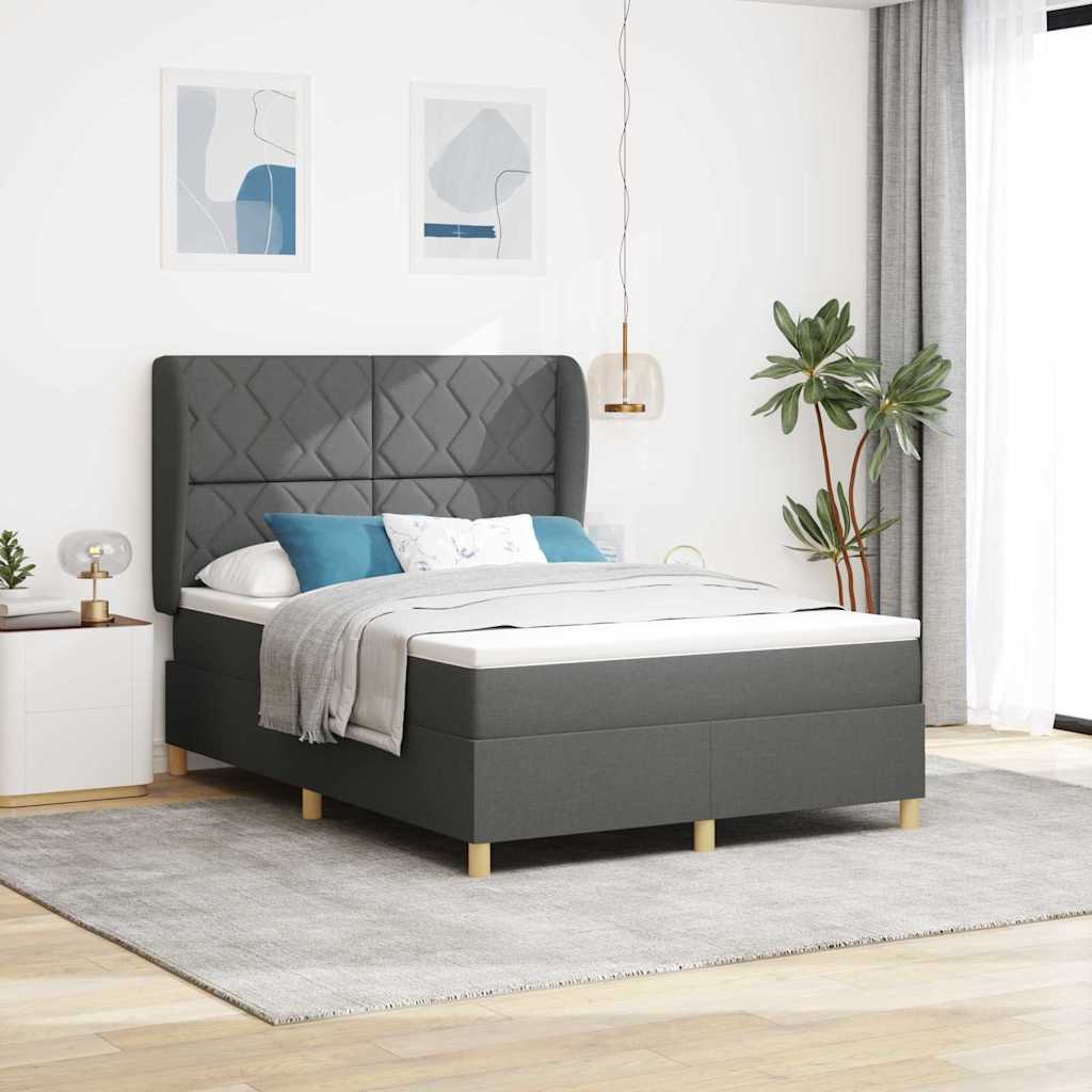 Boxspringbett mit Kopfteil Dunkelgrau 200 x 160 cm Stoff