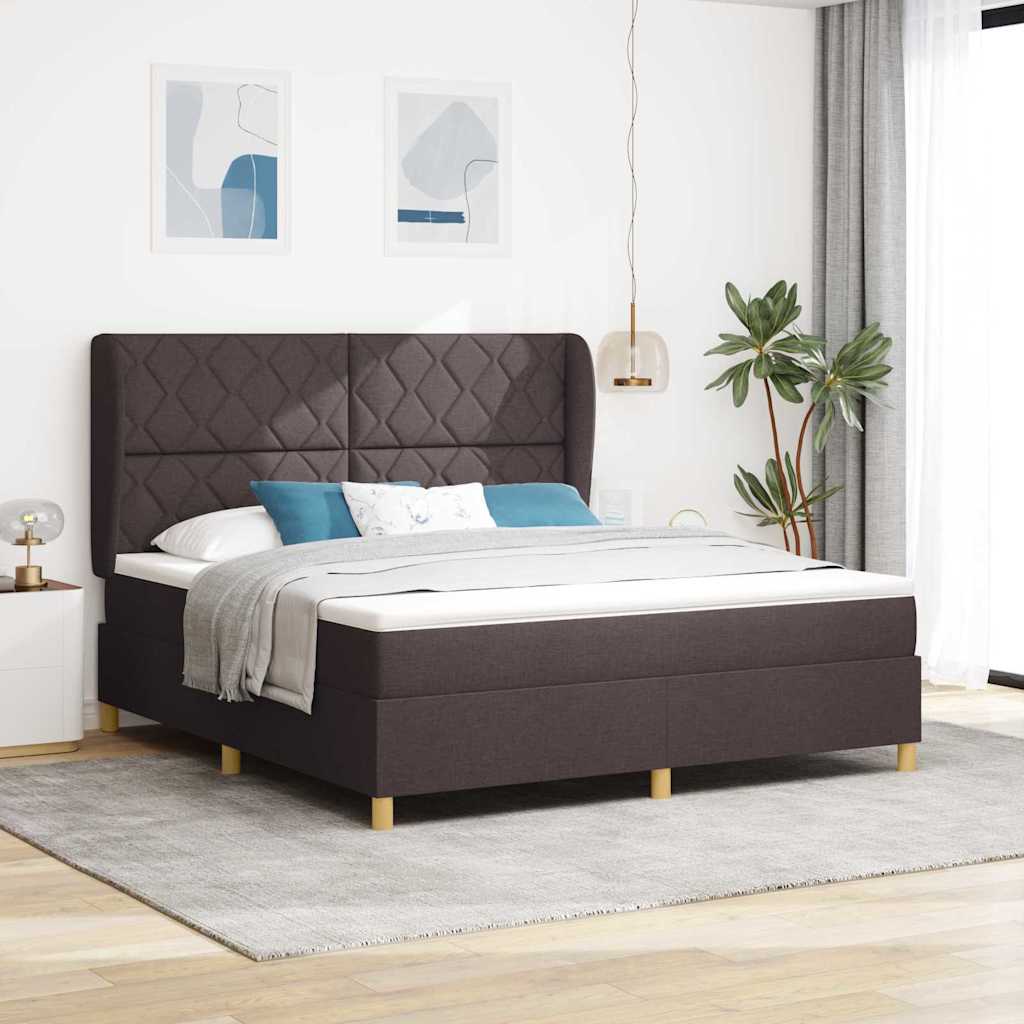Boxspringbett mit Kopfteil Dunkelbraun 200 x 180 cm Stoff