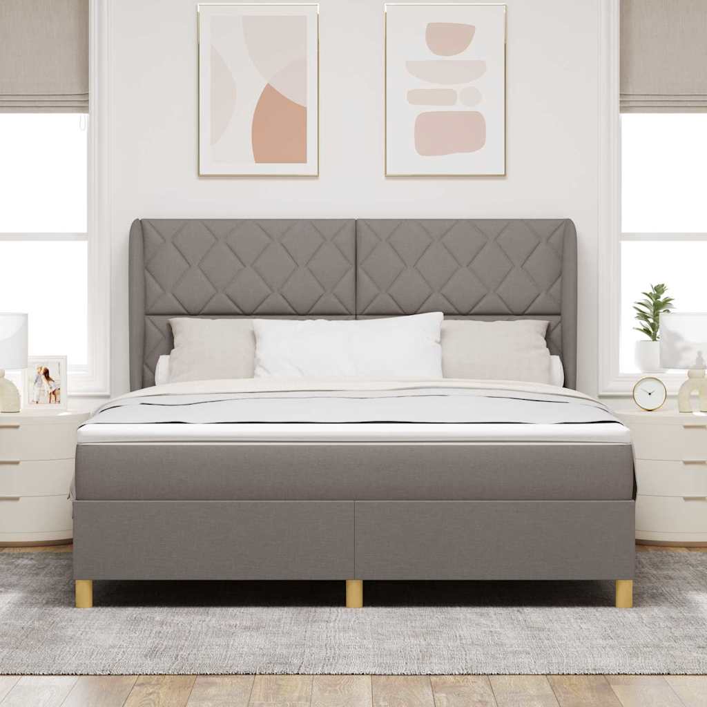 Boxspringbett mit Kopfteil Taupe 200 x 180 cm Stoff
